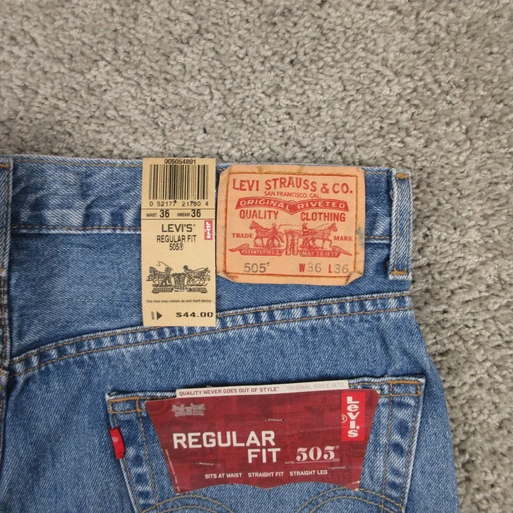 Vintage Levis Jeans Mens 36x36 Blue 505 Regular Straight Denim Pants Y2K Faded